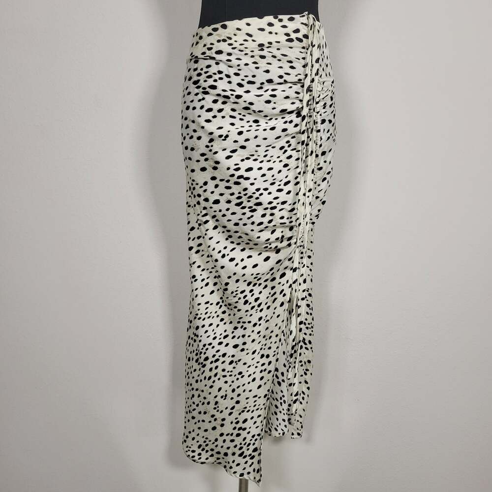 CIDER Maxi Skirt Women's Small Black White Ruched Slit Capsule Wardrobe